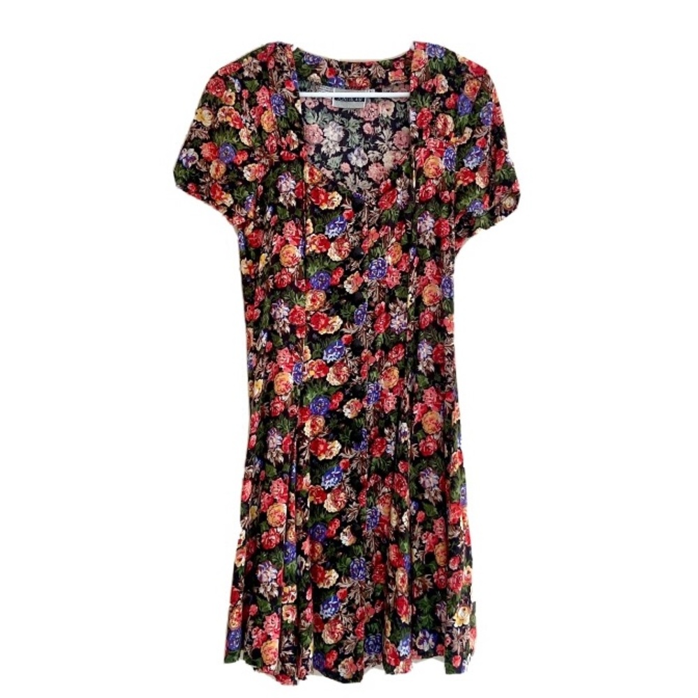 Vintage Joni Blair floral dress with sweetheart neckline